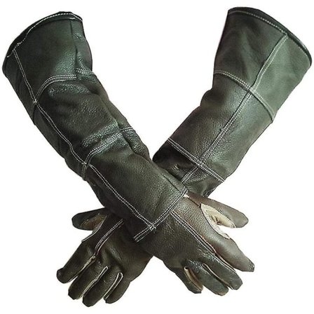 Ultralange beskyttelseshandsker i læder til fangenskabte dyr, krybdyr, katte - Anti-bid sikkerhedshandsker til håndtering af dyr