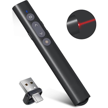 USB-A/USB-C Presentation Clicker för PowerPoint-presentationer Pekare, Trådlös
