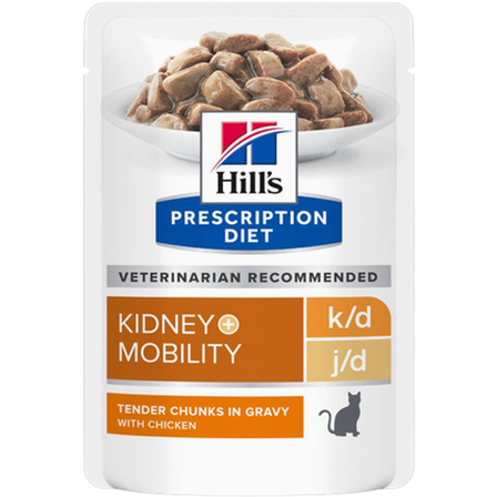 Hill's Prescription Diet Feline - k/d + Mobility Chicken Pouch 12x85 g - Katt - Kattefôr & kattemat - Veterinærfôr for katt - ZOO.no