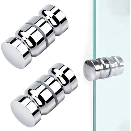 2 st Duschdörrhandtag, Rund Duschdörrknopp, Glasduschdörrknopp, Skjutduschdörrhandtag, för Kök, Badrum