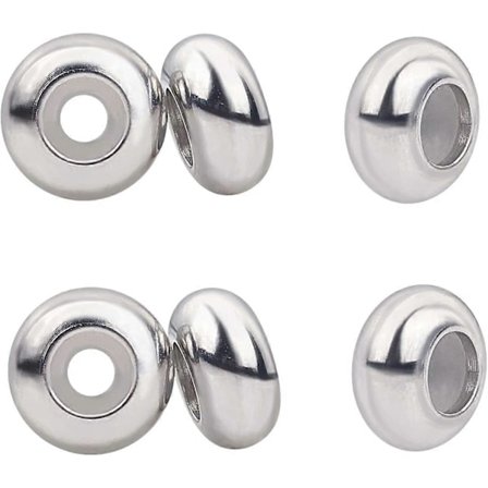 10 stk. 7x3,5 mm 304 Rustfrit Stål Ring Perler Gummi Indvendig Slider Perler Stopper Perler til Smykkefremstilling