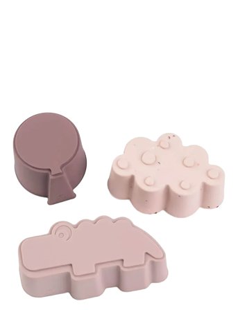 Done by Deer Silicone Shapes 3 Pcs Happy Clouds Powder - Pink - CROCO:10X 5.5X H 4CM.CLOUD:8X 5X H 4CM.BALLOON:5.5X 5X H 4CM