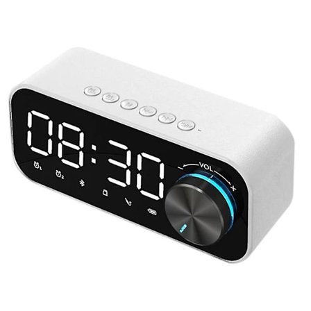 Bluetooth-høyttaler, enkel bærbar hjemmehøyttaler med vekkerklokke, egnet for