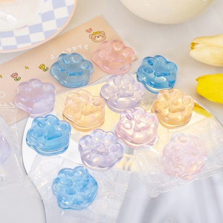 5 stk./pakke Klar Kattepote Stress Squeezer Triks Leke 4.0cm/1.6inch Gelé Myk Squishy Angst Leke for Barn og Voksne