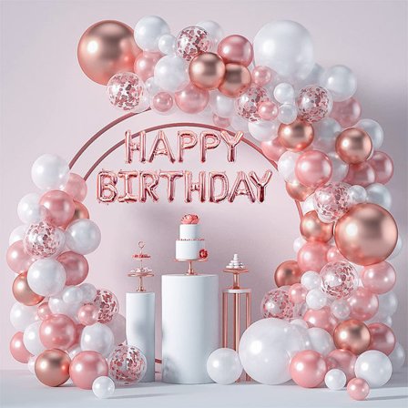 Rose Gold Happy Birthday Ballonger Kit Guld Mylar Ballonger