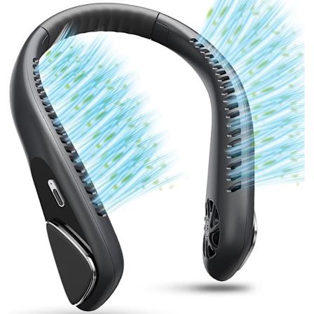 Bladeless personlig nakkeventilator, 6000mAh USB genopladelig nakkeventilator, hovedtelefon design, tre hastigheder ændring til sport, udendørs, 