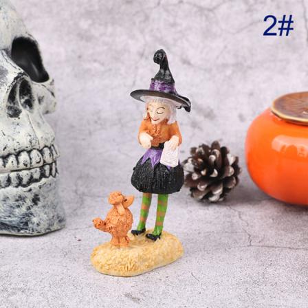 Halloween Dekor Häxa Staty Harts Pumpa Häxa Docka Figur