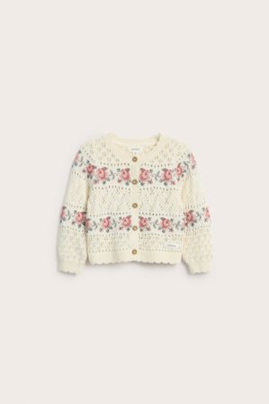 Newbie | Jacquardstrikket jakke | Offwhite