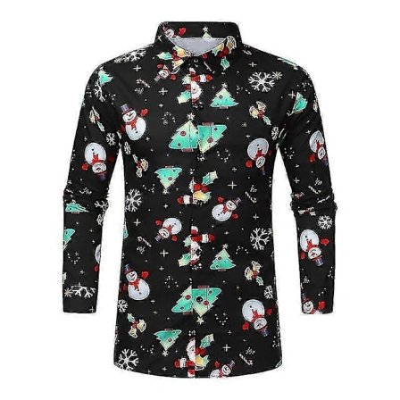 /EA/Herre Elgtryk Jule Skjorter Enkeltradet Rejsebluse Snemand Trykt Tunika Skjorte Pink Jul M