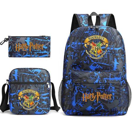 Børns Harry Potter Tredelt Skole Taske Trykt Stor Kapacitet Udendørs Rygsæk #1 blue suit