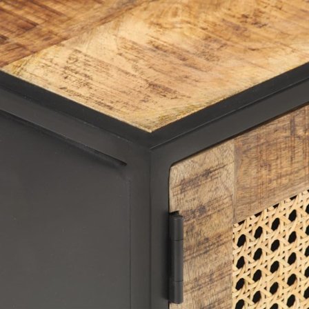 vidaXL TV-bänk 90x30x40 cm massivt grovt mangoträ och naturlig rotting