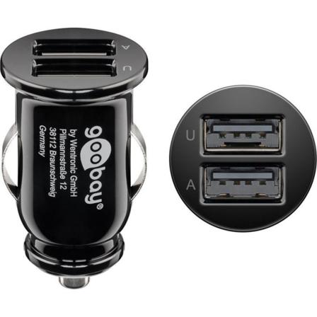 Billaddare, 2 Usb Portar, 4,8a, Svart Ciggladdare, 71897 Goobay Svart