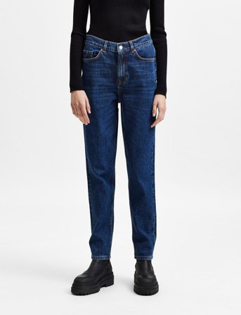 Selected Slfamy Hw Slim Row Blue Jeans U - Blue - 25 x 32