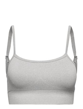 Light Grey Melange Ribbed Seamless Strap Bra Grey AIM'N