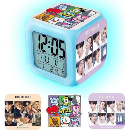 Färgglad LED digital väckarklocka, för Bts färg nattljusklocka för att väcka sömn, Lätt att ställa in 3-sidig mönstrad kub med termometer, varor