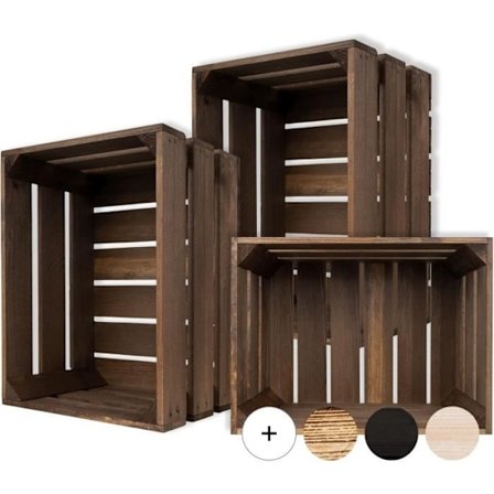 Creative Deco Set med 3 Wengé Trälådor | 40 x 30 x 23 cm | Förvaringslåda i Trä | Vintage Trälåda för Förvaring