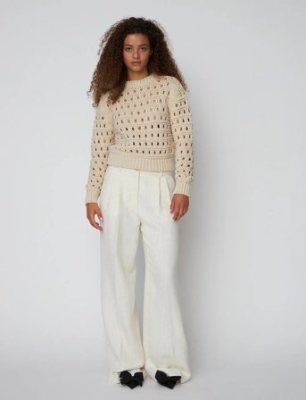 Stella Nova Cotton Stitch Sweater - Cream - XS