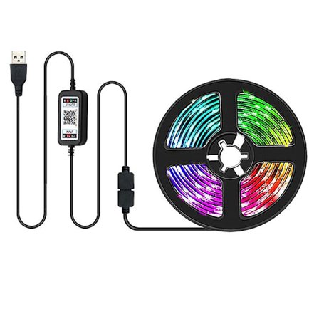 LED Strip 5050 RGB Vandtæt LED Lys 5 Meter Bluetooth App Kontrol til Hjem og Udendørs Dekoration (FMY)