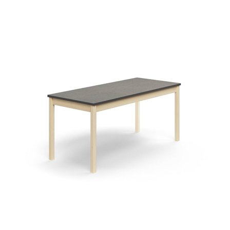 Table DECIBEL, 1600x700x720 mm, noise reducing linoleum, birch/dark grey