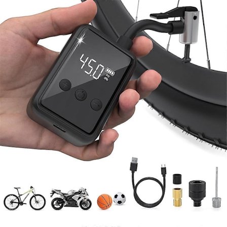 Elektrisk cykelpumpe, bærbar trådløs luftkompressor, cykelpumpe med manometer til Presta & Schrader ventil