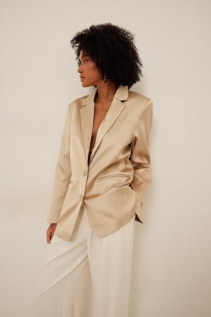 NA-KD Party Blazer, satin - Blazers - Beige - EU 36