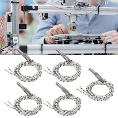 5 st 3D-skrivaruppvärmningsrör 50W Rostfritt stålhuvud Nickelkromtråd 3D-skrivaruppvärmningsstavpatronvärmare 1m/39.4in DC12V
