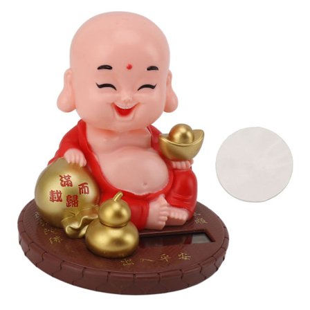 Liten munk-ornament solcelledrevet nikkhode liten munk-figur for kontorbord vinduer bildashbord hjem restauranter hoteller kafeer