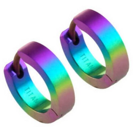 Ti2 Titanium Small Hoop Örhängen - Rainbow B