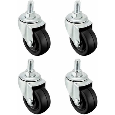 4-pack 40 mm gummihjul med M8 gängad stång