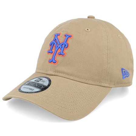 New Era - MLB Beige unconstructed Czapka Z Daszkiem - New York Mets MLB Core Classic 9TWENTY Khaki Dad Cap @ Hatstore