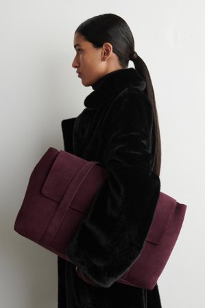 COS Easel Tote Bag - Suede in Red - Women