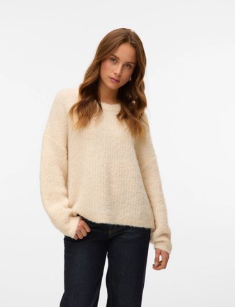 Vero Moda Vmcarmen Ls O-Neck Pullover - Cream - S