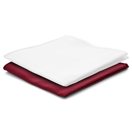 Paquet de 2 | Pochettes de costume rouges et blanches pour hommes - Sets de pochettes de costume