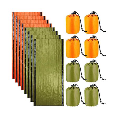 8-pakks nødsovepose, lett termisk sovepose, vanntett for utendørs camping, fotturer