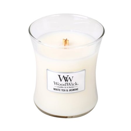 WoodWick Doftljus, White Tea & Jasmine, medium Ljus ljusstakar