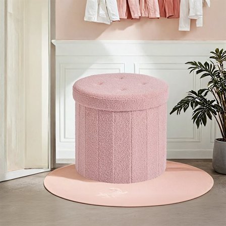 Pall i teddyfleece med förvaring 45cm - Rosa