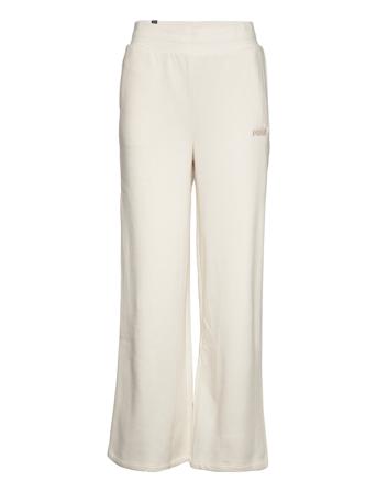 Ess+ Embroidery Wide Pants Fl Joggebukser Pysjbukser Creme PUMA