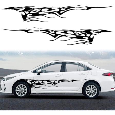 2 kpl 280cm liekkien grafiikkaa auton korin sivutarrat liekki kilpa-urheiluraita auton tarra vinyylitarra universaali kaikkiin autoihin SUV-kuorma-