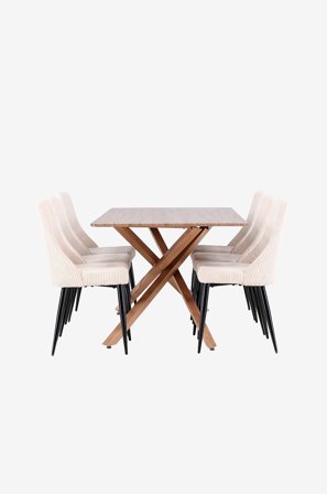 Venture Home - Piazza-spisebord med Leone-spisebordsstol - Beige - Spisegrupper - Fra Homeroom