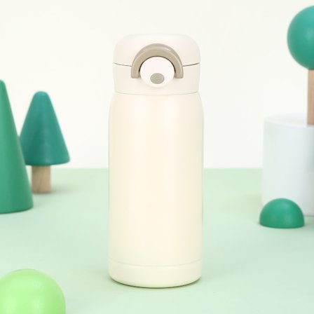 Kapacitet: 220 ml; Beige-Mini Termokande i rustfrit stål 220 ml/350 ml Lommekop Isoleret Termisk Kaffekrus Varmtvandsflaske til Børnegaver