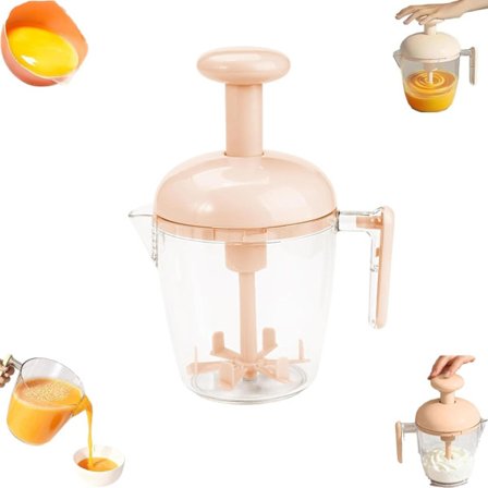 Lys Rosa Push-Action Håndvisp - Ergonomisk Flerbladsmikser for Egg, Krem, Melkeskummer & Pannekakerøre