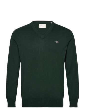 Classic Cotton V-Neck Tops Knitwear V-necks Green GANT