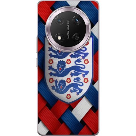 Yhteensopiva Puhelinkuori Honor Honor Magic7 Lite Graafinen Englanti-aihe heraldisilla leijonilla ja punaisella, valkoisella ja sinisellä punotulla k