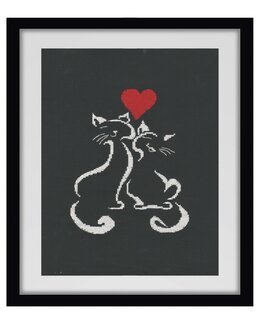 Broderikit Billede To katte - Oven