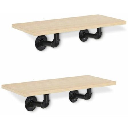 Stykker Væg Hylde Opbevaring Rack Flydende Bræt Træ Hylde Hylder til Stue Soveværelse Køkken Kontor (Træ Farve)