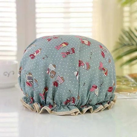 Naisten suihkumyssy, kaksikerroksinen, uudelleenkäytettävä, vedenpitävä, paksu hiusmyssy, kotitalouksien kylpyhuonetarvikkeet