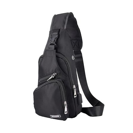 Slyngeveske, Slyngeveske i skinn med USB-ladeport Vanntett fritidsryggsekk Bryst Crossbody-veske