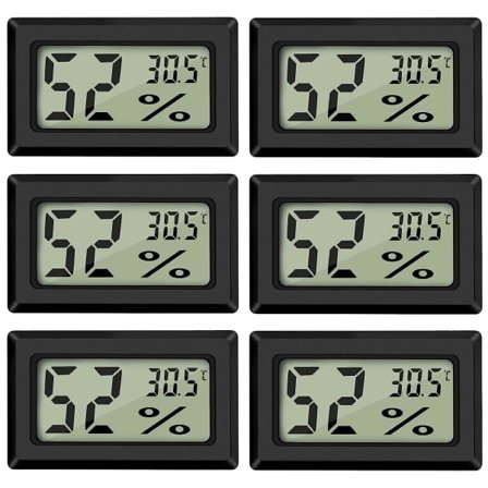 Digital Termometer Hygrometer Mini Digital Termometer Hygrometer och Fuktmätare Svart (6-pack - Fyrkantig) - Perfekt