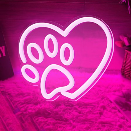 Hunde Kat Pote Neonskilt: Poteaftryk LED Neon Lys til Hjem Værelse Vægdekoration - Kæledyrsfod Lysende Skilt til Soveværelse Hundehus Bar Butik