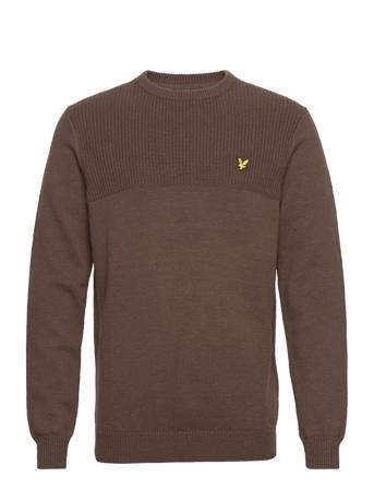 Chunky Slub Jumper Strikket Trøje Med Rund Hals Brun Lyle & Scott